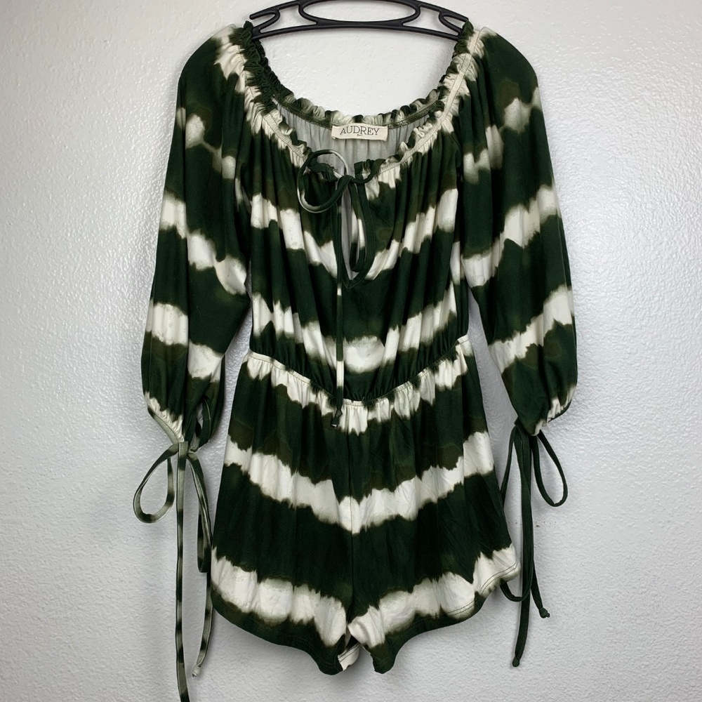 AUDREY 3+1 Tie Dye White Green Romper Size M